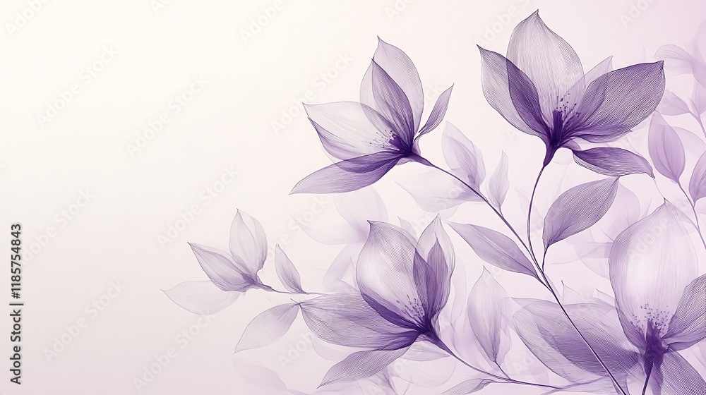Delicate purple translucent flowers on a soft background. Delicate purple translucent flowers on a soft background.
