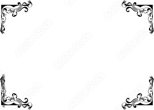 Tableau sur toile decorative floral border frame and corner elements.