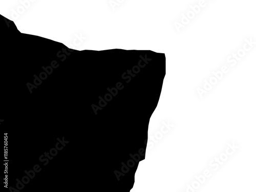 Black rock cliff silhouette. mountain cliff