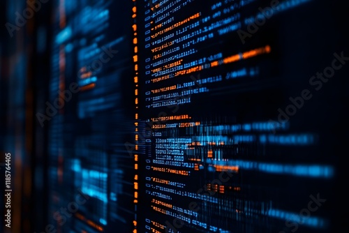 Night coder screens blurred code office work