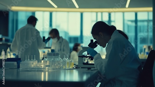 Researchers in protective gear meticulously examining medical samples, emphasizing the importance of precision and safety in scientific research.