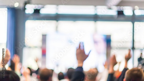 Wallpaper Mural Political Rally Blur: A blurred image of a large political rally with people raising their hands in support.
 Torontodigital.ca