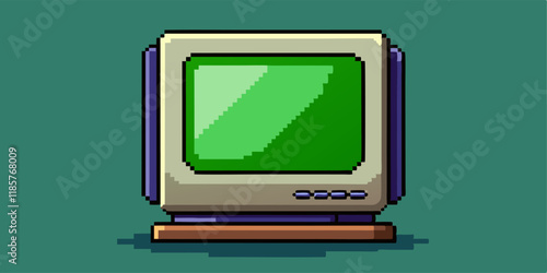 Retro pixelated crt monitor icon for vintage digital design