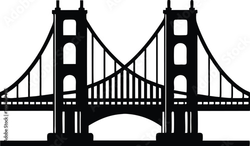 Golden gate bridge silhouette vector, Bridge silhouette vector illustration on white background