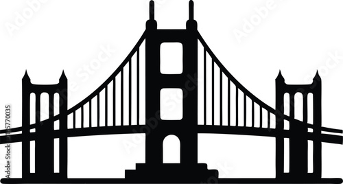 Golden gate bridge silhouette vector, Bridge silhouette vector illustration on white background