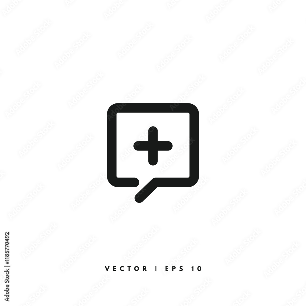 Comment Plus Icon. Editable Stroke Comment Plus Icon. Editable Stroke