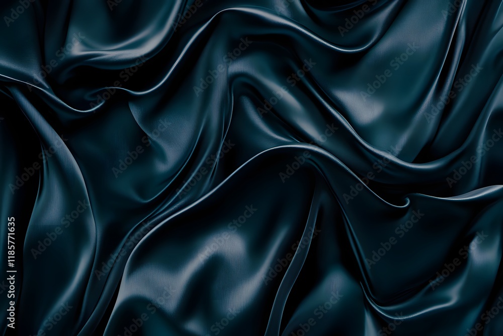 Dark teal silk fabric texture, draped, studio shot, background blur, textile design Dark teal silk fabric texture, draped, studio shot, background blur, textile design