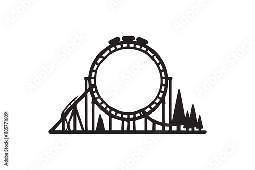 Roller coaster silhouette isolated on white background. Vector illustration.
