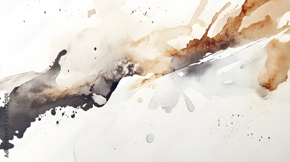 Obraz premium Abstract Watercolor Painting Brown Black White Hues