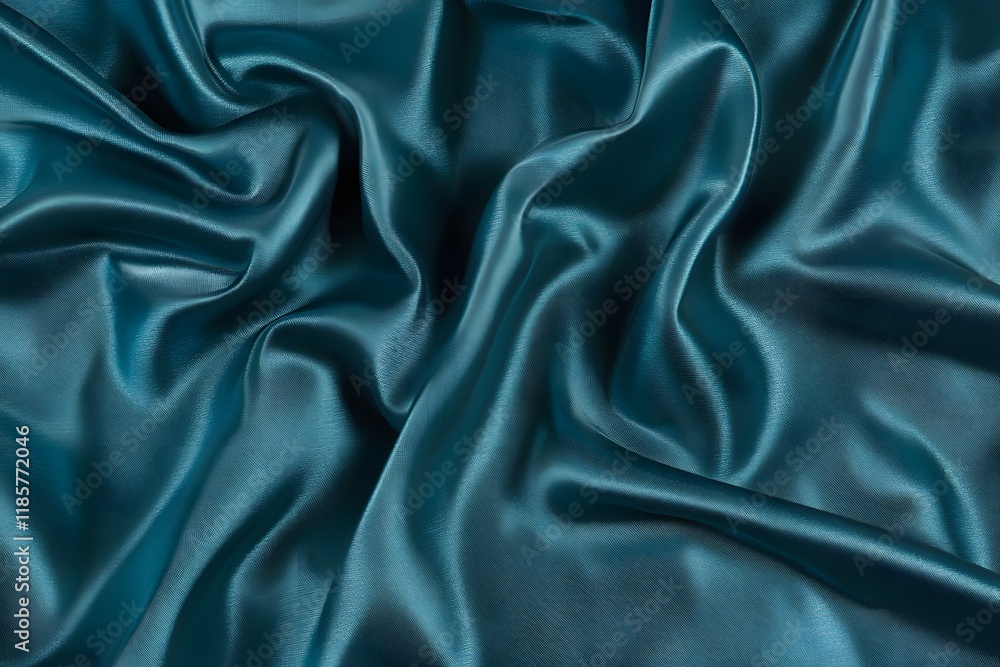 Obraz premium Teal silk fabric draped, textured background, studio shot, textile design