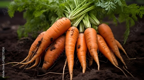 Wallpaper Mural A close up image showcasing a bunch of freshly harvested carrots with dirt and soil clinging to their roots highlighting the organic and natural nature of home grown produce Torontodigital.ca