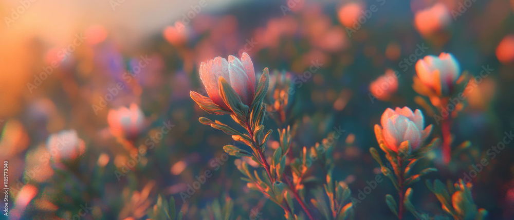 Stylized flower buds in a serene setting showcasing elegance and natural beauty Stylized flower buds in a serene setting showcasing elegance and natural beauty