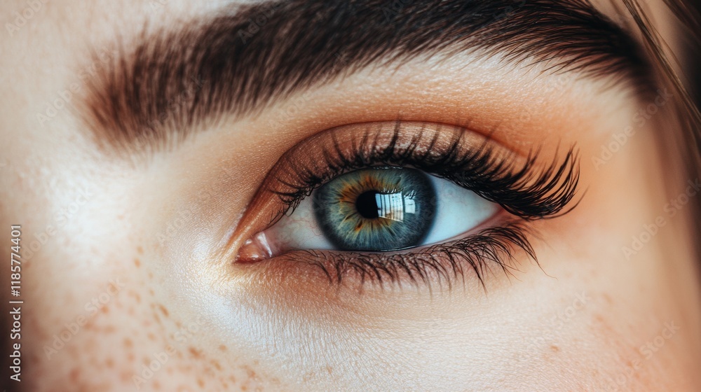 Obraz premium Woman receiving eyelash extension procedure, close up.