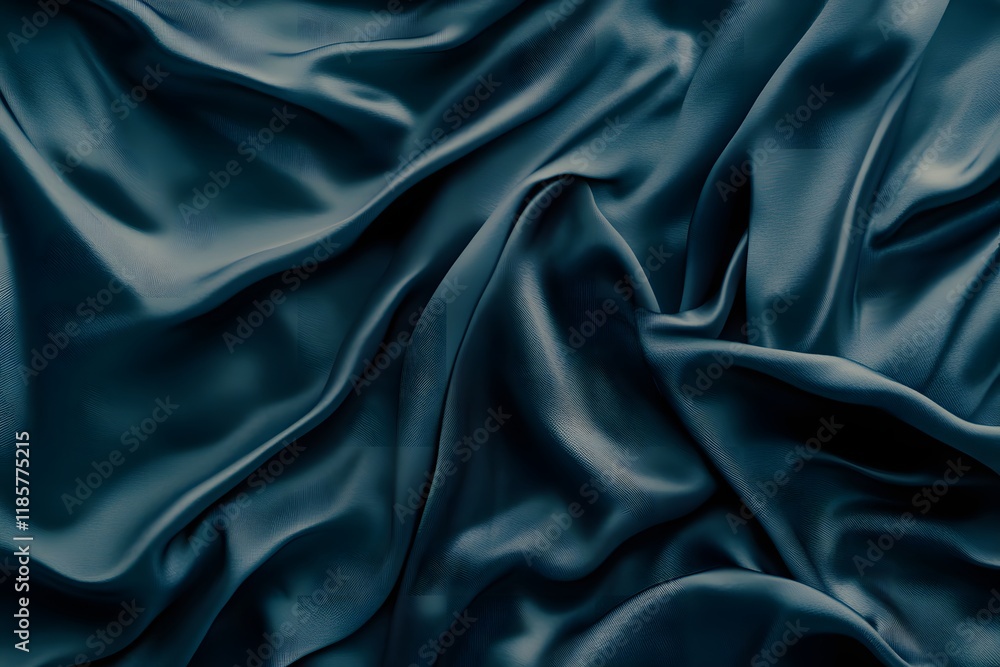 Obraz premium Dark teal silk fabric texture, draped, studio, background, design (3)