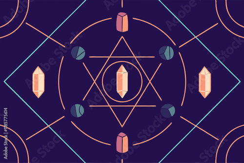 Geometric crystal grid design for meditation and healing purposes