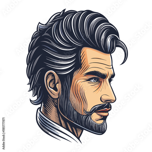 Outline illustration of a handsome man