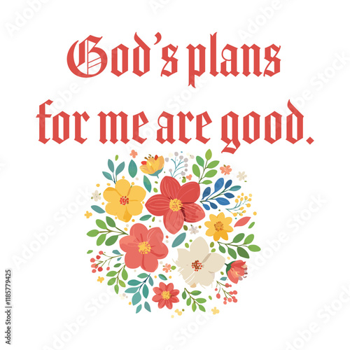 Christian Affirmation with floral art for print