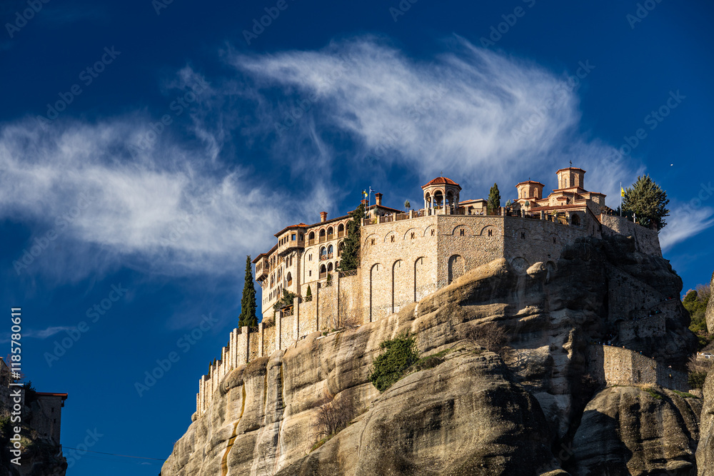Monastery of Varlaam in Meteora. Amazing view of second biggest orthodox monastery in Meteora, Greece.