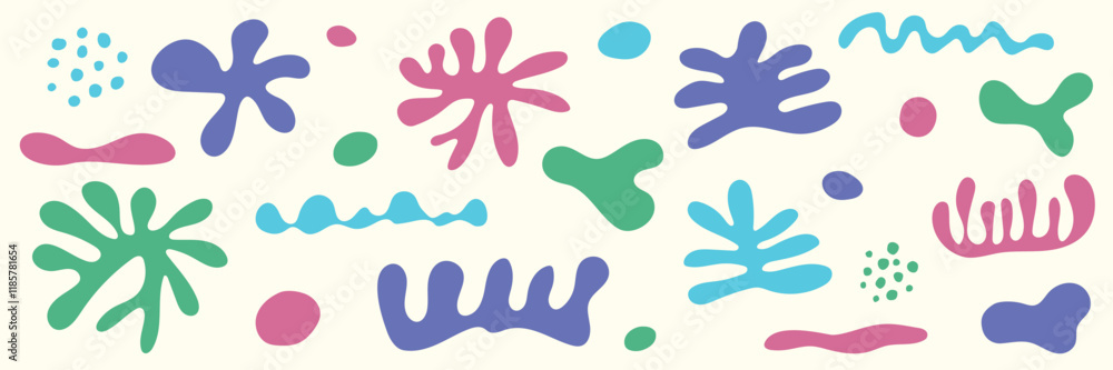 Collection of abstract organic shapes. Hand drawn elements. Vector illustration Collection of abstract organic shapes. Hand drawn elements. Vector illustration