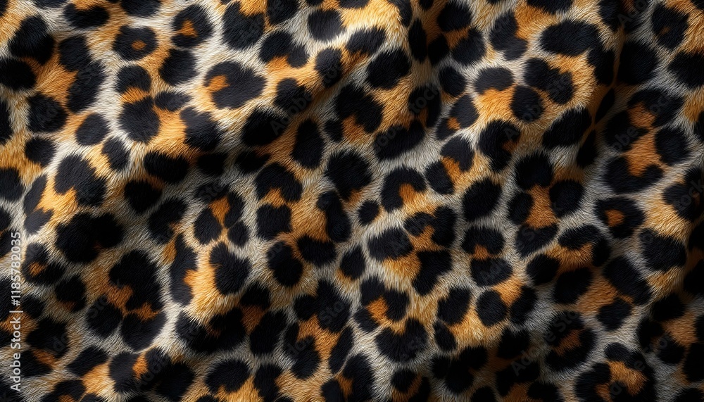 A close-up photograph of leopard fur, presenting a seamless pattern with rich textures and prominent spots A close-up photograph of leopard fur, presenting a seamless pattern with rich textures and prominent spots