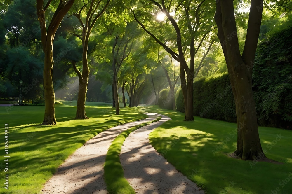 Fototapeta premium A beautiful serene green forest color images background