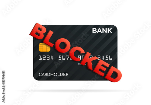 Bank credit or debit card blocked, vector illustration.