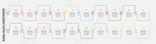 Vector illustration Infographic design template with 20 sections, icons and numbers great for your business presentation