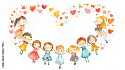 Heart shape with childrens for love and friendship concept design. Vector version also available in gallery