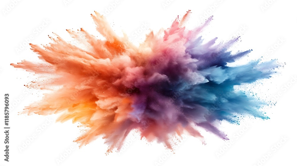 Fototapeta premium Colorful powder explosion, isolated, studio, vibrant hues, design element
