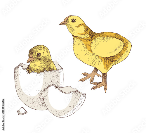 Two cute baby chicks vector