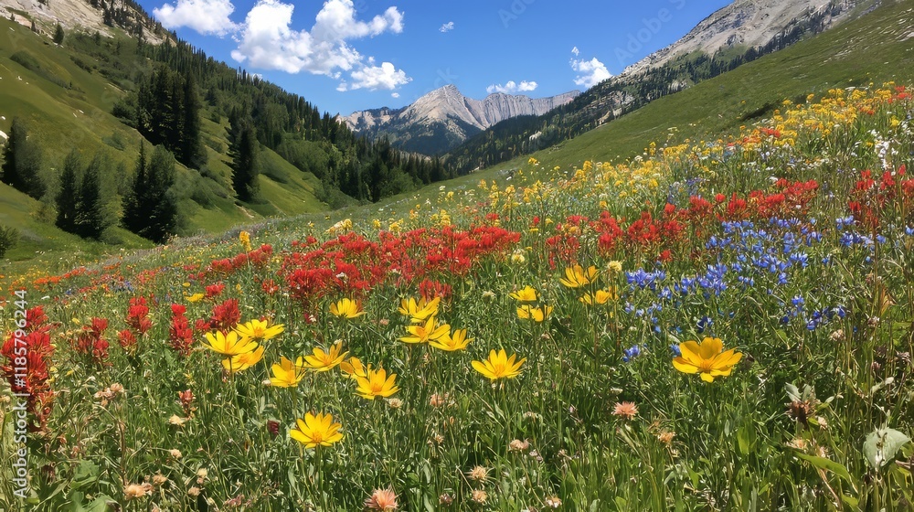 Vibrant wildflowers flourish in mountainous landscapes, showcasing the beauty of wildflowers and their role in creating stunning natural scenery within elevated terrains. Vibrant wildflowers flourish in mountainous landscapes, showcasing the beauty of wildflowers and their role in creating stunning natural scenery within elevated terrains.