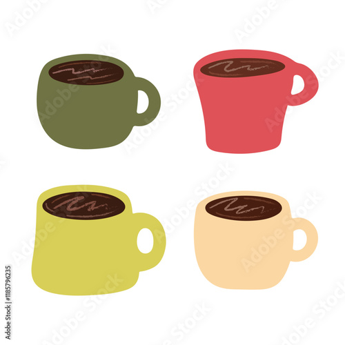 Coffee collection vector illustration on white background. Breakfast coffee and delicious drinks.