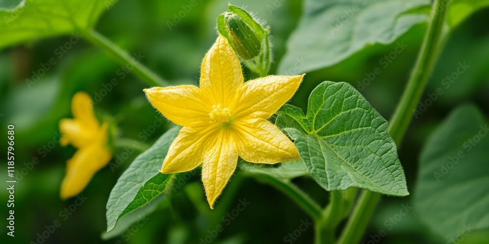 The cucumber blossom showcases a delicate and vibrant beauty, emerging from the cucumber plant with bright yellow petals. The cucumber plant thrives, highlighting the charm of cucumber growing. The cucumber blossom showcases a delicate and vibrant beauty, emerging from the cucumber plant with bright yellow petals. The cucumber plant thrives, highlighting the charm of cucumber growing.