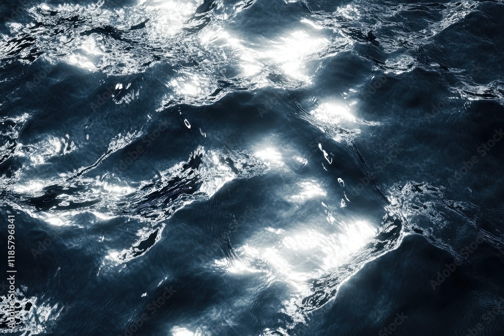 Fototapeta premium Dark Ocean Water Surface Glistening With Light Reflections