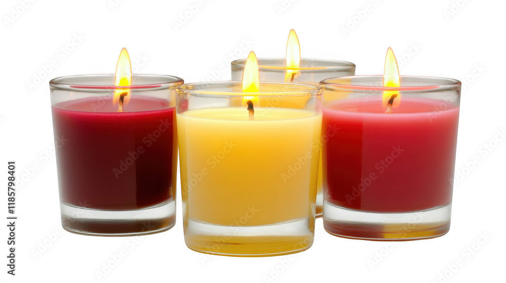 Serene stillness, candles with center flame illuminated, creating a tranquil ambiance Serene stillness, candles with center flame illuminated, creating a tranquil ambiance