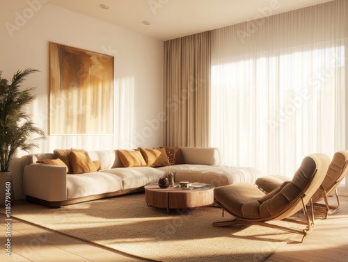 Sunlit Modern Living Room w...