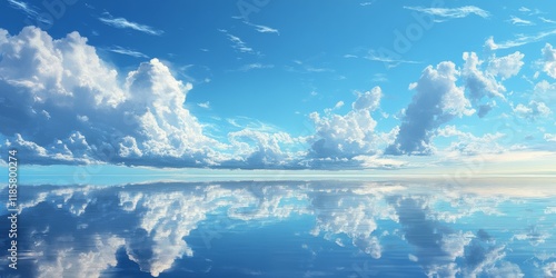 Reflection of a stunning blue sky creates a serene and captivating atmosphere, showcasing the beauty of the blue sky mirrored in the tranquil waters, inviting viewers to appreciate nature s marvels. photo