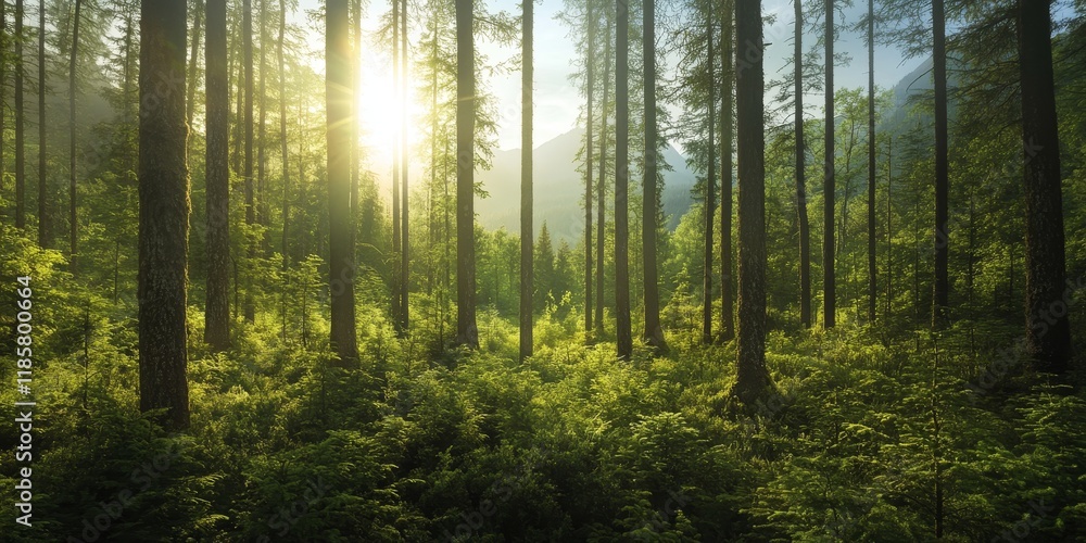 Obraz premium Lush wild wood thrives in mountainous regions, showcasing the beauty of wild wood in diverse natural landscapes and highlighting the unique features of wild wood in serene environments.