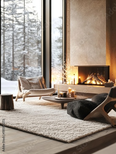 Cozy Winter Living Room Wit...