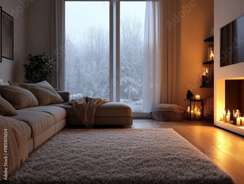 Cozy Winter Living Room wit...