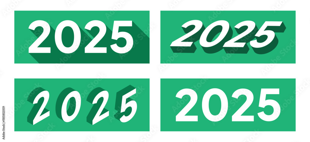 Fototapeta premium 2025 happy new year with different styles. Flat design illustration