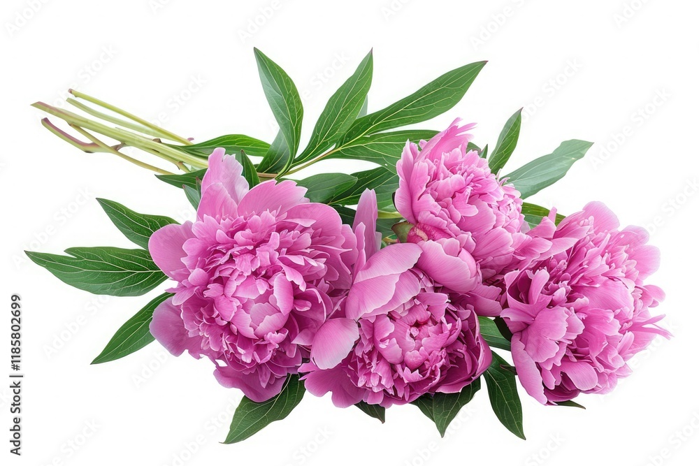 High Definition Image of Elegant Bouquet of Peony Flowers on a White Background High Definition Image of Elegant Bouquet of Peony Flowers on a White Background