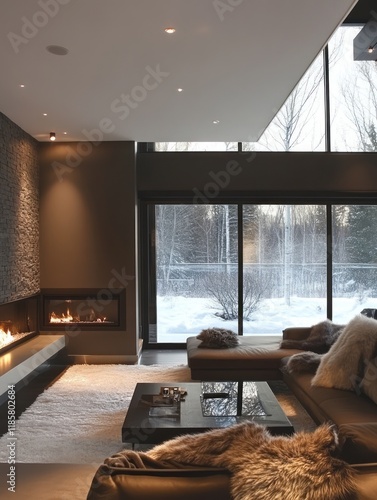 Modern Living Room With Fir...
