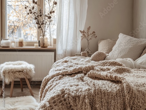 Cozy bedroom with neutral t...