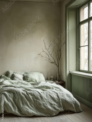 Sage Green Linen Bedding in...