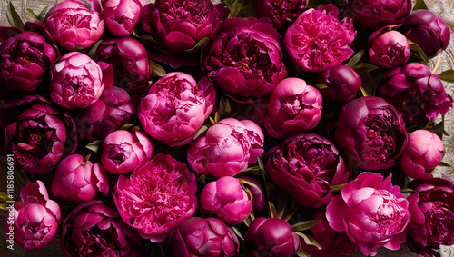close up of a bunch of hot pink peonies