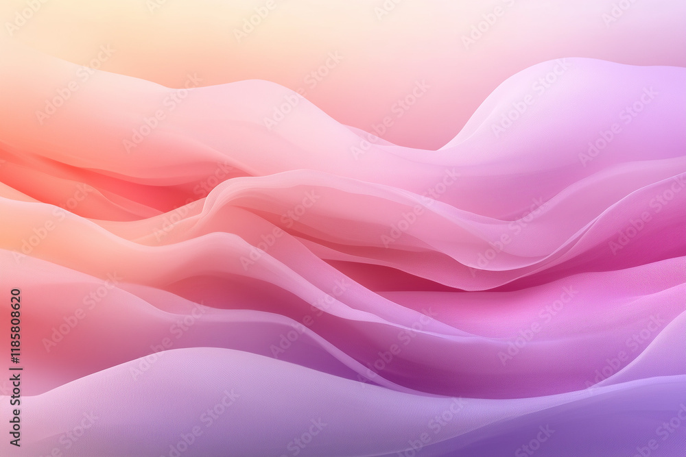 Fototapeta premium 柔らかなパステルカラーの流れる波模様 – 優雅でロマンチックな抽象アート