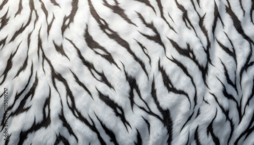 A seamless black and white pattern of tiger fur, reflecting the graceful stripes and textures typical of a white tiger
