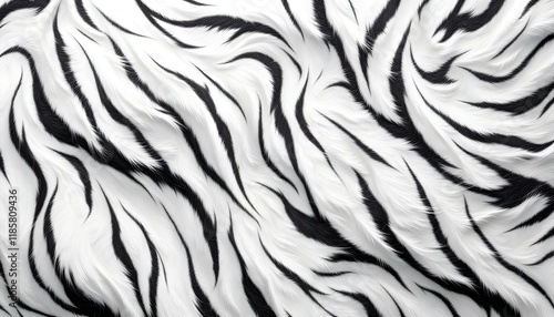 An uninterrupted pattern of black and white tiger fur, showcasing the bold stripes and textures of a white tiger