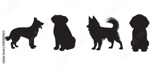 Vector silhouette of dog, dog breed black silhouette logo , icon, 